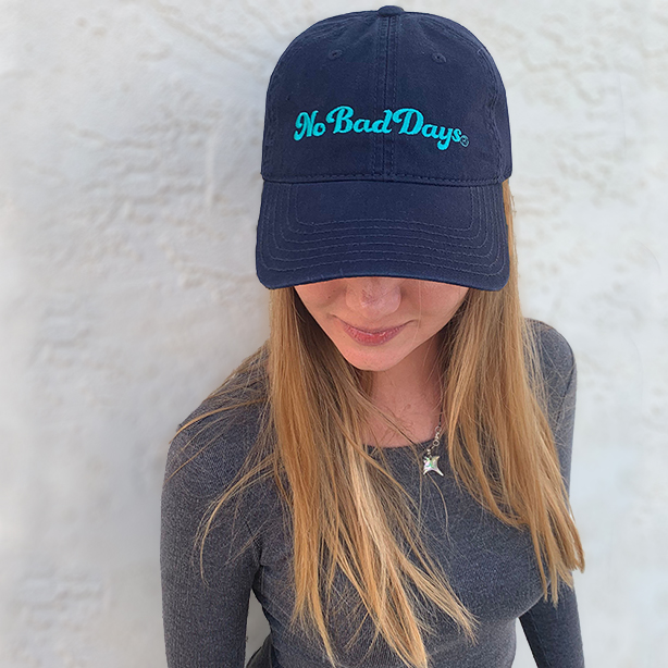 No Bad Days Cap  Aqua on Navy .jpg